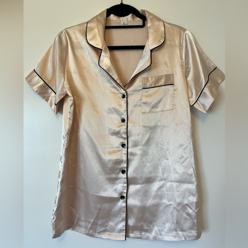 Silky Pajama Shirt and Shorts Set